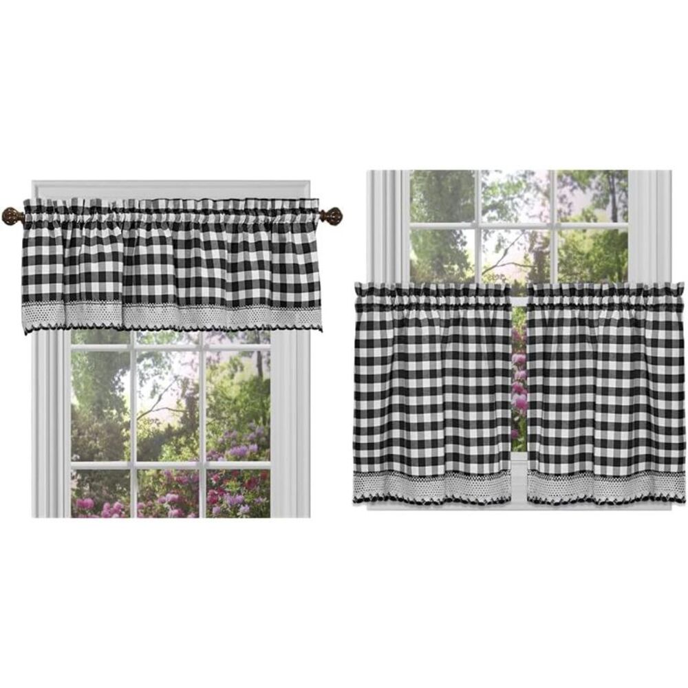 Achim Buffalo Check Valance Window Curtains - 58 Inch Width, 14 Inch Length -